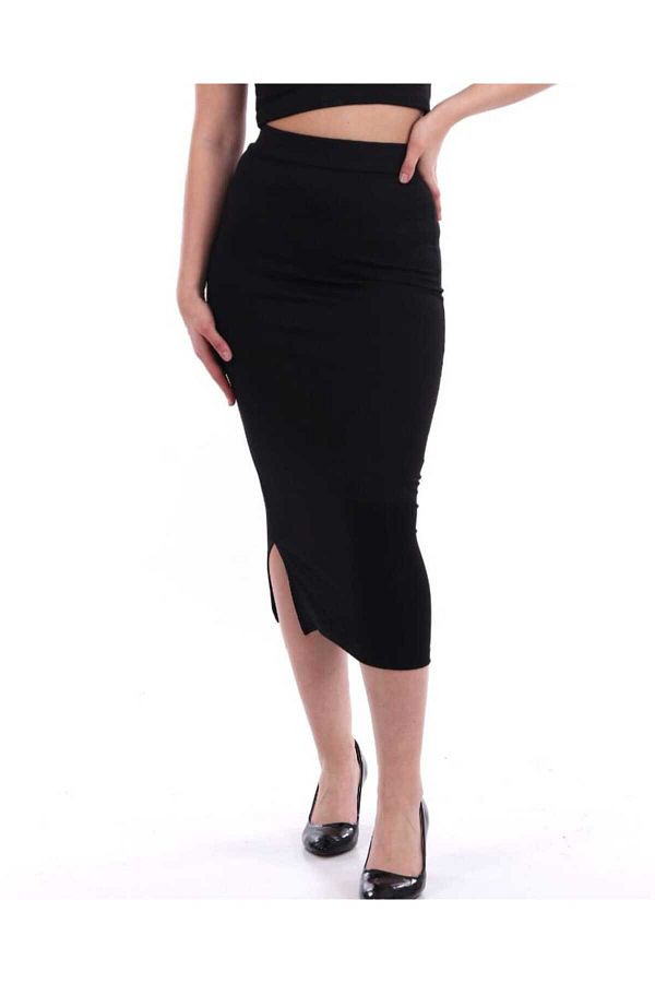 Sea Queen Long Midi Corded Pencil Skirt Slit Detail Trendyol