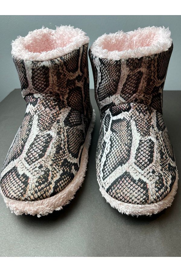 JUN Snake Patterned Soft Warm Home Boots Trendyol