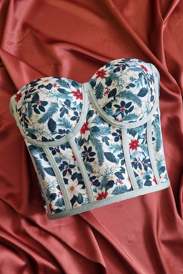 FİYPER-Corset cu dantelă cu model de flori Bustieră Mărime gata 1