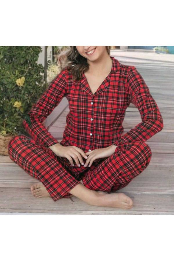Miss-Red Checkered Pajama Set 1