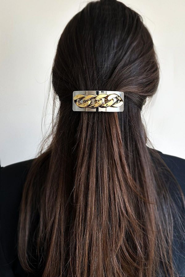 New Obsessions-Glossy Metal Chain Royale Automatic Hair Clip 1