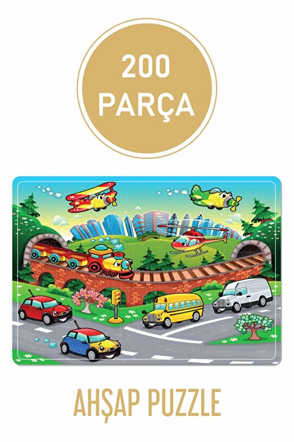 Baskı Atölyesi 200 Parça Ahşap Puzzle Kara Ve Hava Araçları