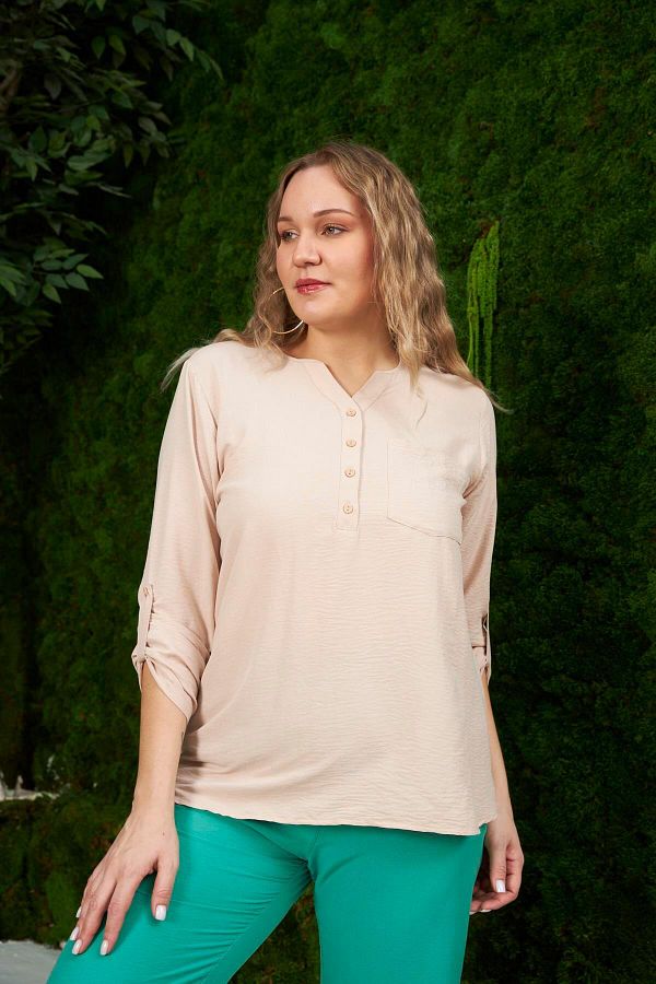 Rmg Mink Plus Size High Collar Blouse Trendyol