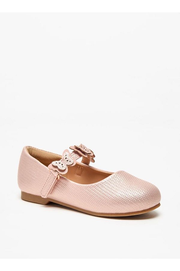 Juniors-Butterfly Accent Ballerina Shoes with Hook and Loop Closure 1
