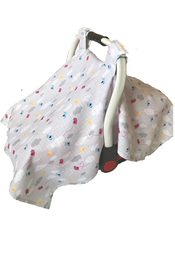 BeybiNest Müslin Balenli Emzirme Önlüğü Ve Puset Örtüsü Sevimli Kuşlar