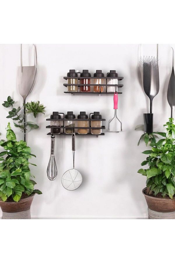 SinBey Home Black Metal 2 Piece Spice Rack Multi Purpose Adhesive for Kitchen Trendyol