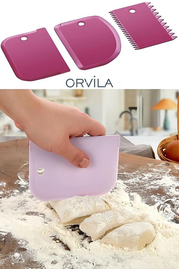 Orvila-Set of 3 Dough chopper, cake Shaper and Scraper 1