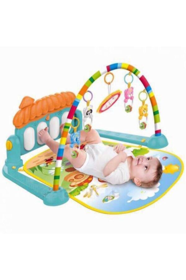 Babycim Piyanolu Bebek Oyun Halısı Jimnastik Merkezi Aynalı Ve Çıngıraklı Zeka Geliştirici D:5