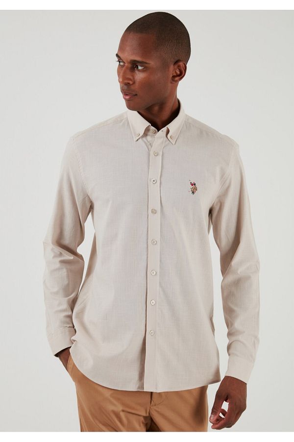 U.S. Polo Assn. US Polo Assn.Men s Linen Shirt Enzogl023Y U.Sleeve Model 1570318 Trendyol