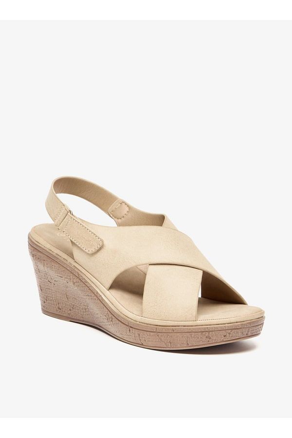 Le Confort-Solid Slip-On Wedge Sandals with Hook and Loop Closure 1