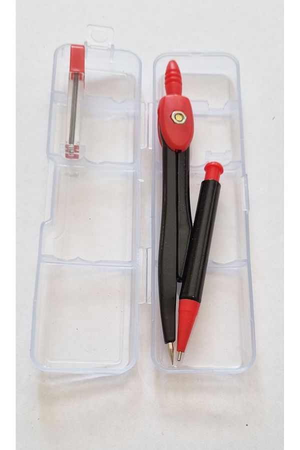 Modellino-Red BlacK Compass Jib - Transparent Plastic, 07 Model, with Nib Pen and Spare Tip 1