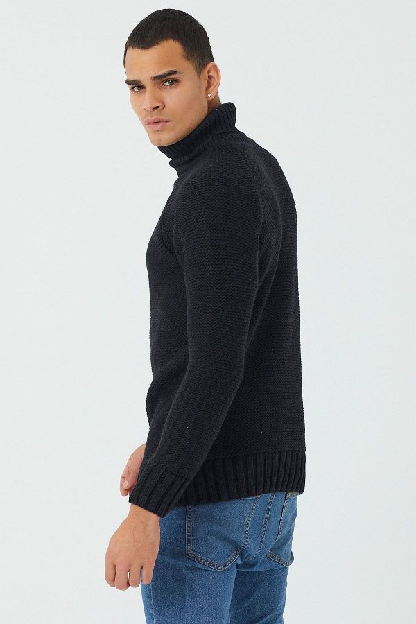 Tarz Cool Men s Black Thick Turtleneck Sweater Trendyol