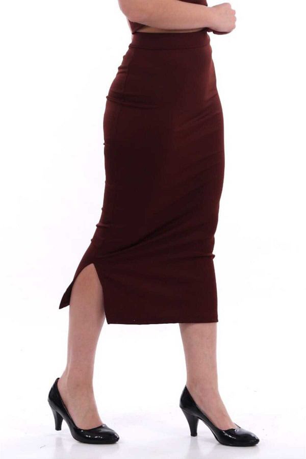 Sea Queen Long Midi Corded Pencil Skirt Slit Detail Trendyol