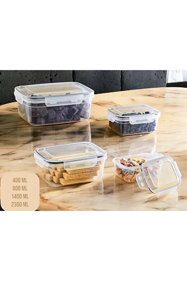 NY HOME-Transparent Set of 4 Leakproof Rectangular Ebox Storage Container 1