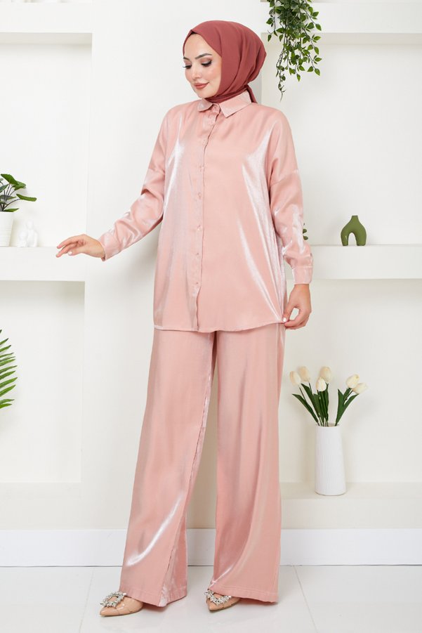 ModaMerve Button Detailed Stylish Suit 4702Znk903-M Powder