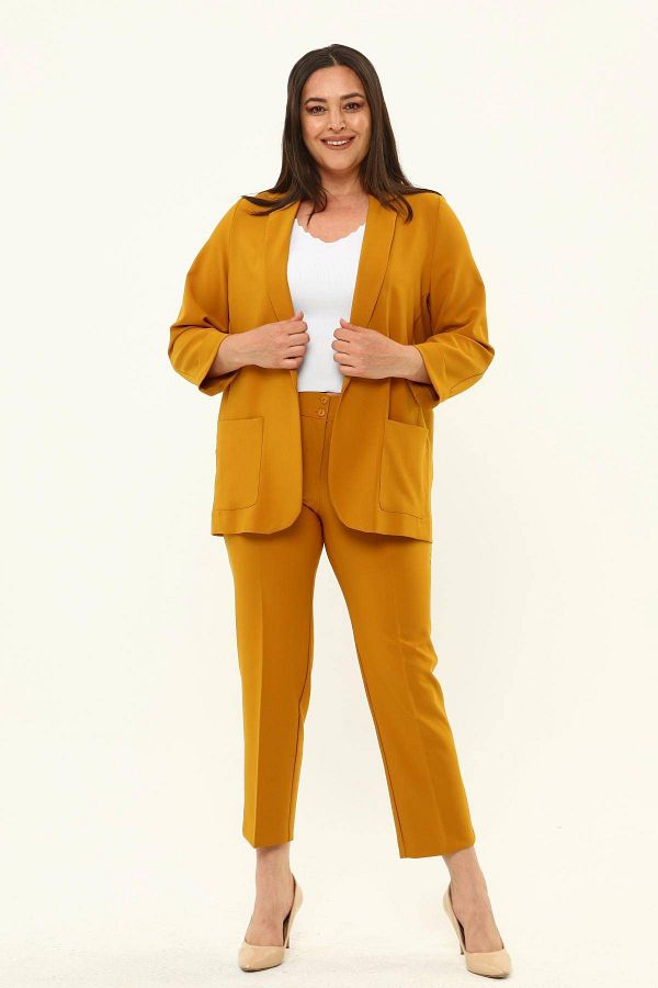 Hanezza Women s Blazer Jacket Mustard Large Size 7 Colors Suit Compatible Trendyol