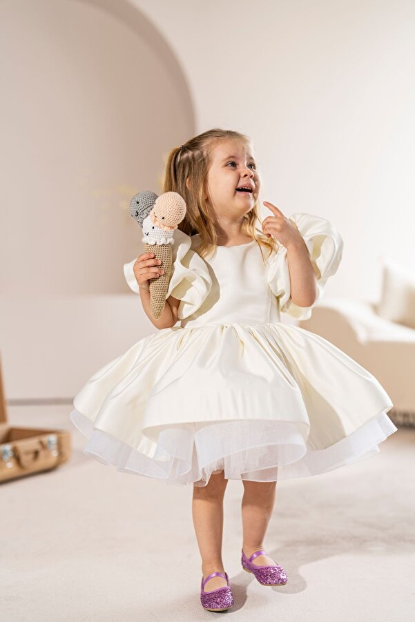 Linola Baby Kids Ekru Kabarık Balerin Elbise - Daisy