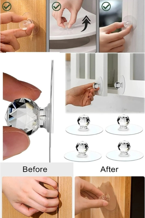 AYGÖREN HOME-4Pcs Adhesive Drawer Handle Cabinet Wardrobe Handle Door Window Handle Drawer Handle 1