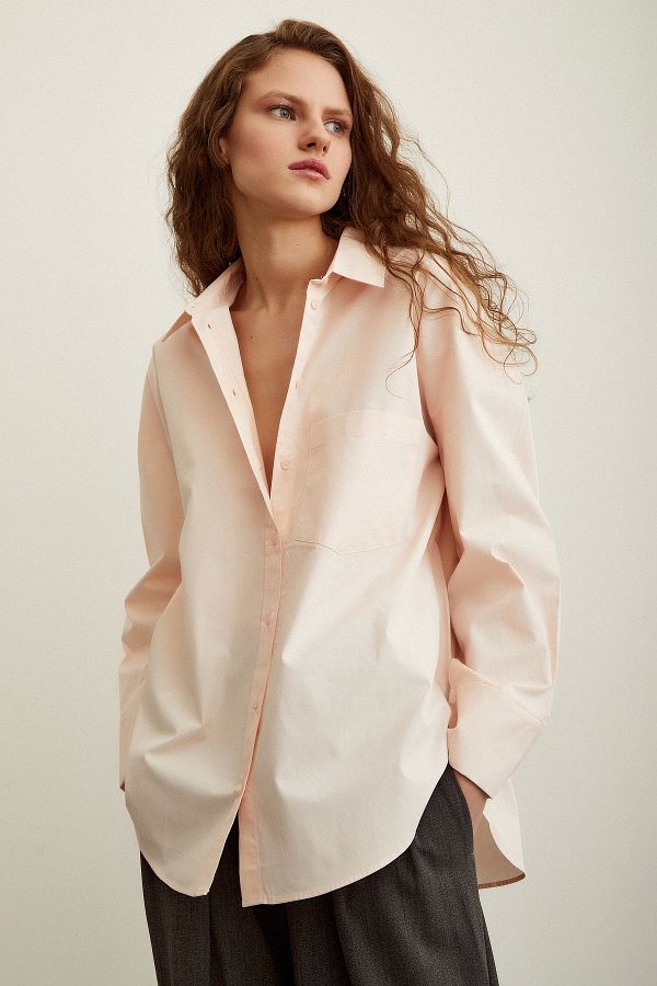Never more-Cotton Textured Poplin Shirt Powder 1