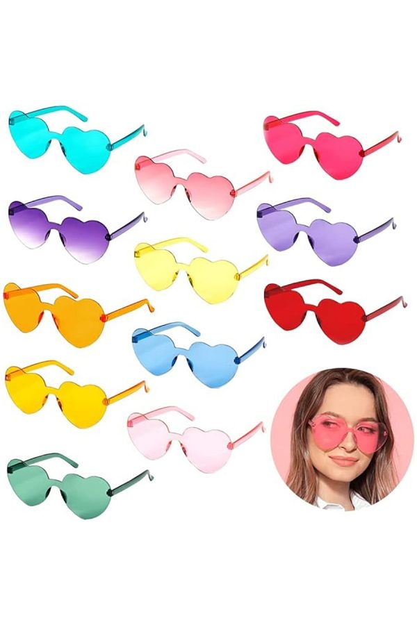 Skygo-6 Colors 6 Pieces Heart Shaped Party Glasses - Rimless 1