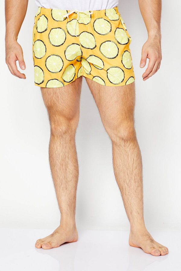 Antony Morato Men Lemon Print Swim Short Yellow Orange Trendyol