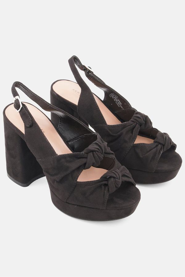 Aerosoles Women Adjustable Strap Faux Suede Block Heels Sandals Black Trendyol