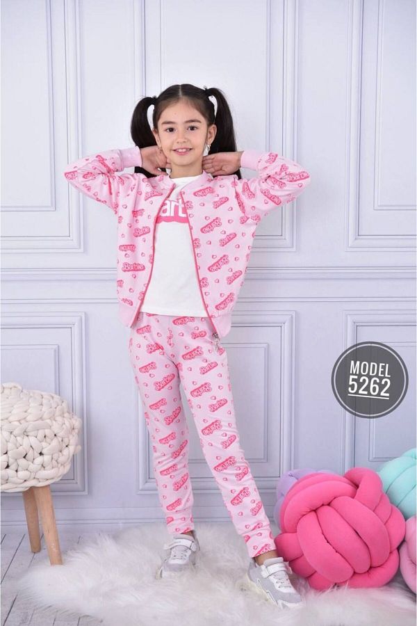 ARB kids Barbie Pink Long Sleeve Girl Set Cardigan T shirt Pajama Bottoms Trendyol