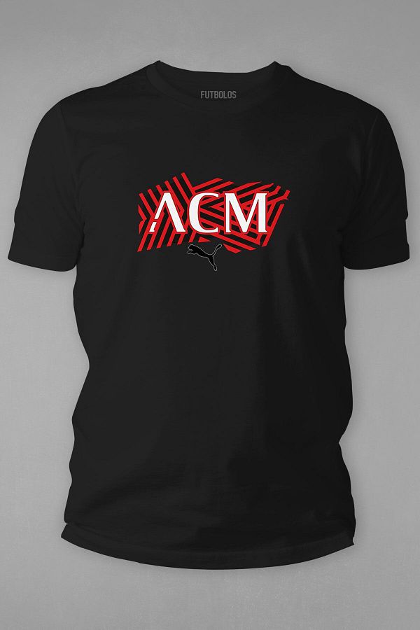 Futbolos Men s BlacK T shirt Milan Calcio Print Crew NecK Short Sleeve Trendyol