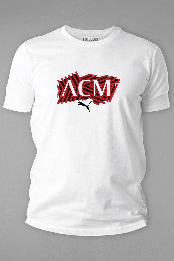 Futbolos Men s White T shirt Milan Calcio Print Crew NecK Short Sleeve Trendyol