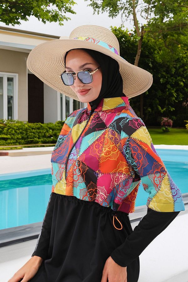 MAG FASH ON 2 piece HijaB Swimsuit with Gel Single Top and Underwear Full Covered Plus Size Burkini Trendyol
