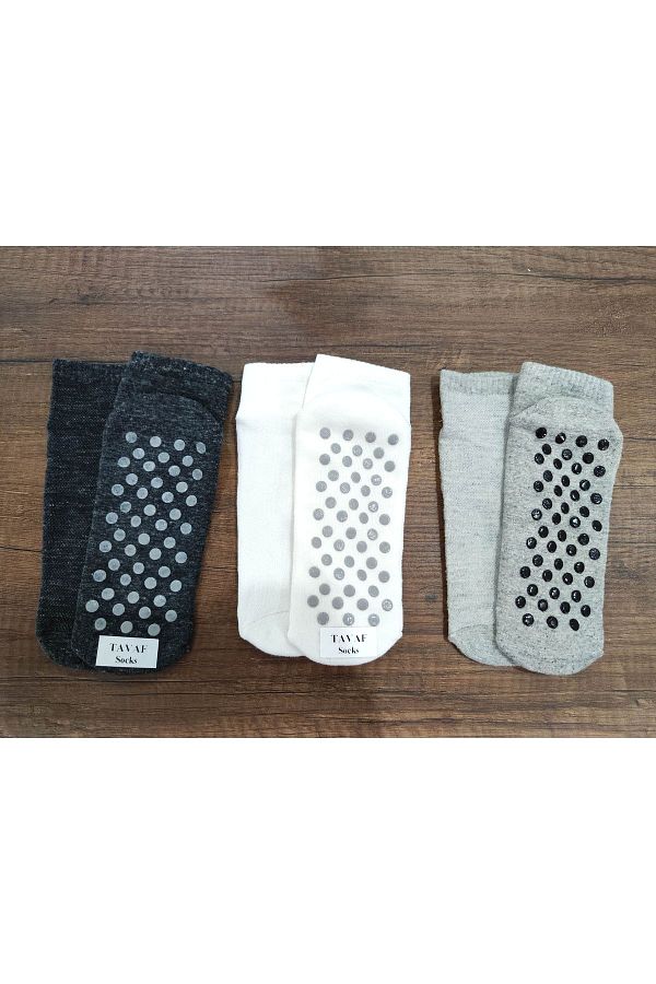 erceys-3 Pairs of Non-Slip Printed Cotton Backgammon Socks with Mesh Braid on the Top 1