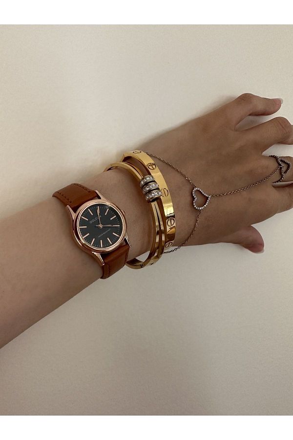 GOLDON Vintage Style Leather Strap Wrist watch Trendyol