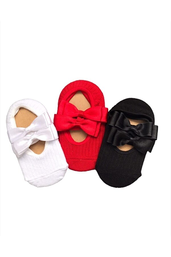 lalinkids Kız Bebek Siyah Çocuk Babet Çorap 3'lü
