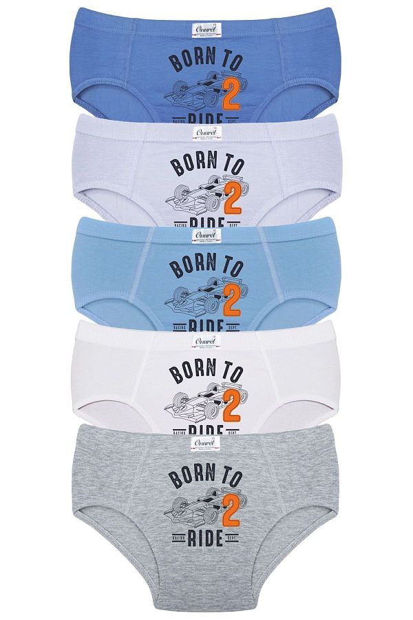 Onurel-Boy's 5 Pack Mixed Color F1 Printed Lycra Panties 1