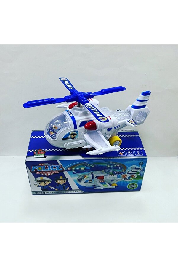 Toys Avm Mavi Işıklı Müzikli Hareketli Pilli POLİS Oyuncak Helikopter
