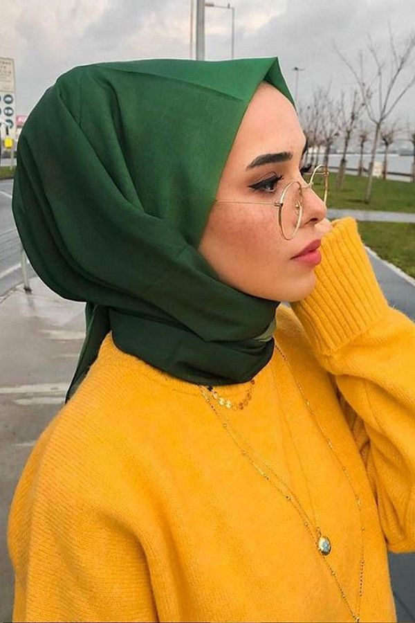 Stella-نموذج شال شيفون بنمط متدرج بتصميمات إبداعية 72*180 سم أخضر 1