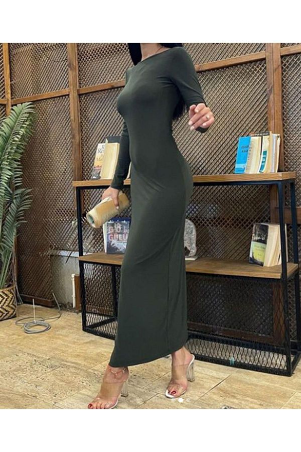 WEAR AND WEAR Women s Fitted Flexible Long Sleeve Maxi Long Kylie Dress Daily Basic Long Dress 6335 Trendyol