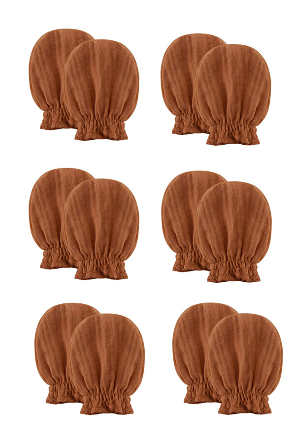 TEGA Yenidoğan Unisex %100 Pamuk Müslin 6'lı Eldiven & Kız Erkek Bebek Eldiven