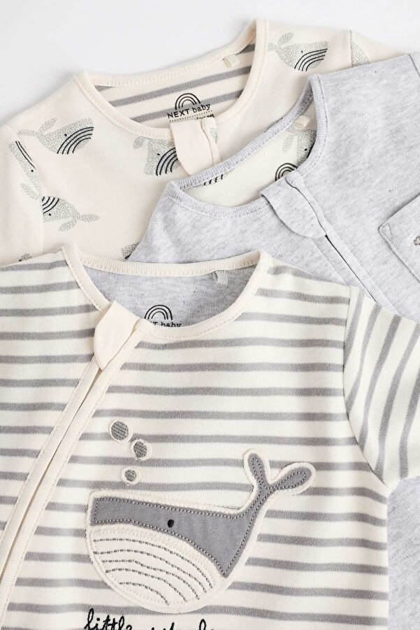 Next Baby Gray Whale Patterned 100% Organic Cotton 3-piece