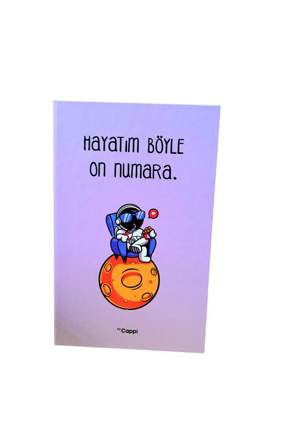 ÇİLEKHOMEAVM-Astronaut Written Hard Covered Memory Book - Daily Memory Note and Agenda Design 1