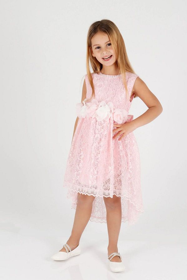 AHENGİM-Rochie de seara cu trena din dantela pentru fete - Ak2208 1