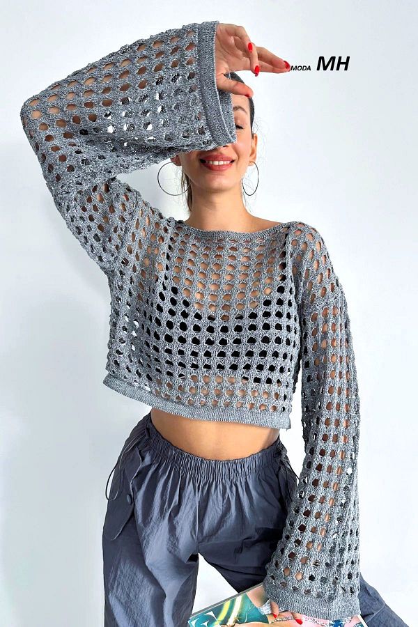 moda mh-Mânecă spaniola Crop scobit GR 1
