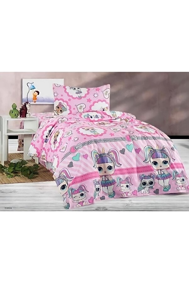 Şahinhome Kız Çocuk Lol Bebek Tek Kişilik Lastikli Çarşaflı Nevresim Takımı (100x200)