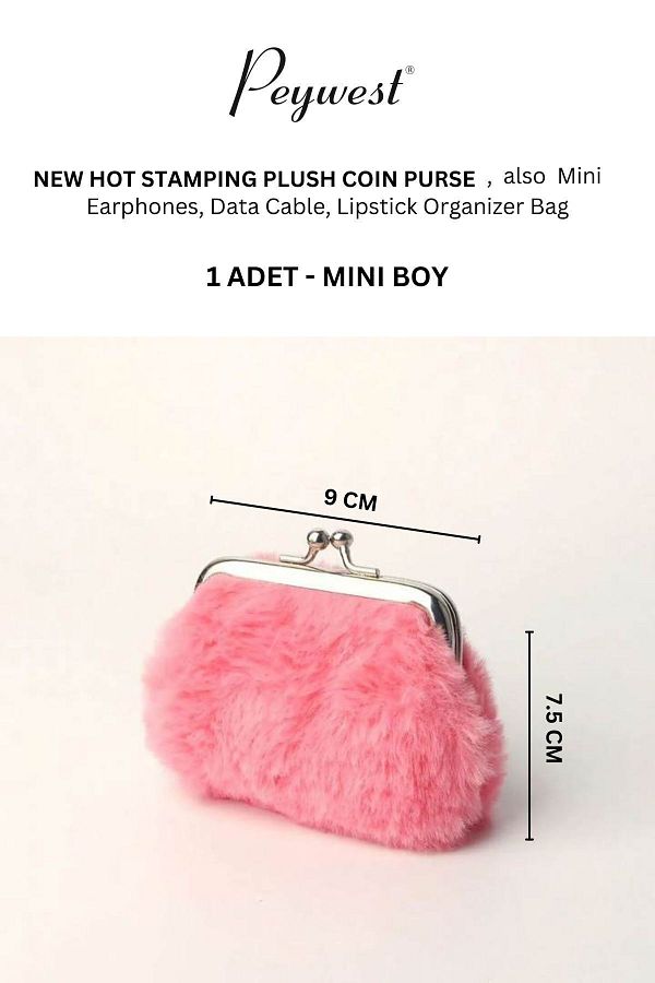 Peywest Pink Mini Plush Money Bag For Women 9 Cm Coin Purse Trendyol