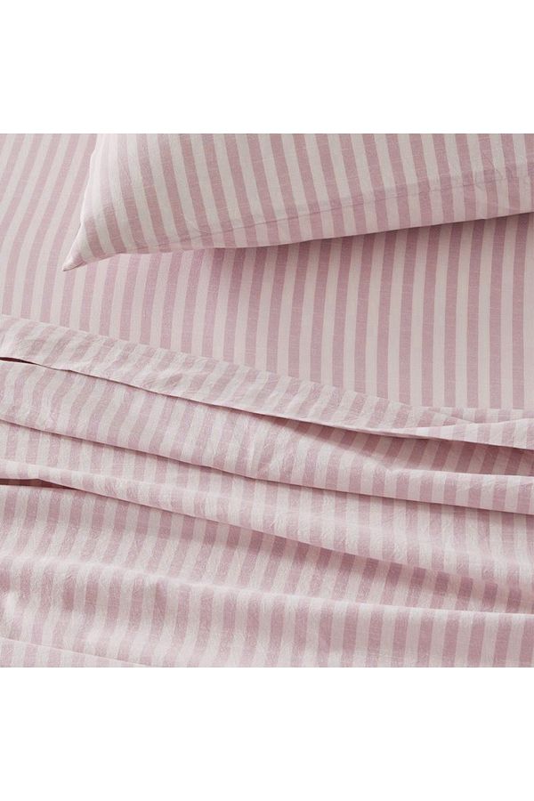 Arel Home-Striped Single Elastic Sheet Set with Ranforce 100% Cotton Pillowcase 1