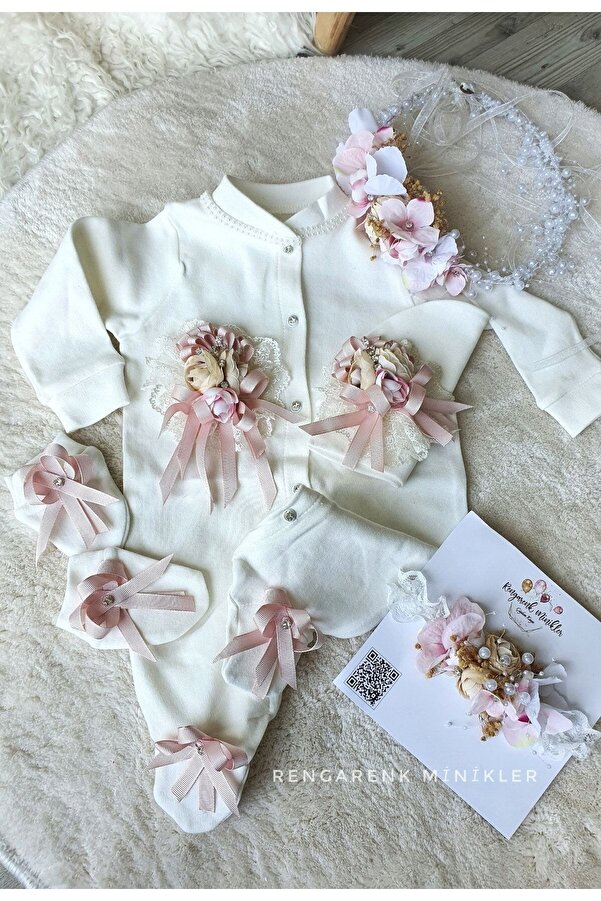 çiğdem kaya design Yenidoğan Hastane Çıkış Seti Ve Anne Lohusa Tacı (yenidogan Anne Bebek Hediye Paketi)