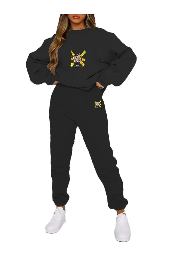 DogFish-Large Size Printed Tracksuit Set - Bottom and Top Set 1