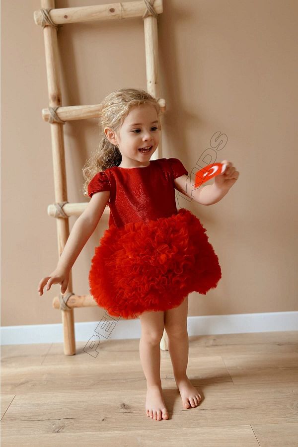 penu baby kids Red Tutu Short Sleeve Baby Girl Dress Princess Trendyol