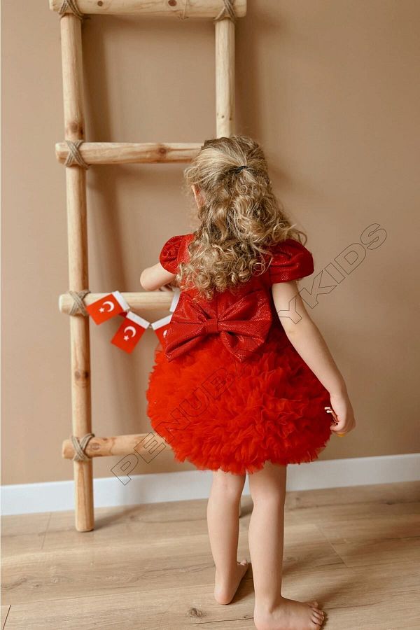 penu baby kids Red Tutu Short Sleeve Baby Girl Dress Princess Trendyol