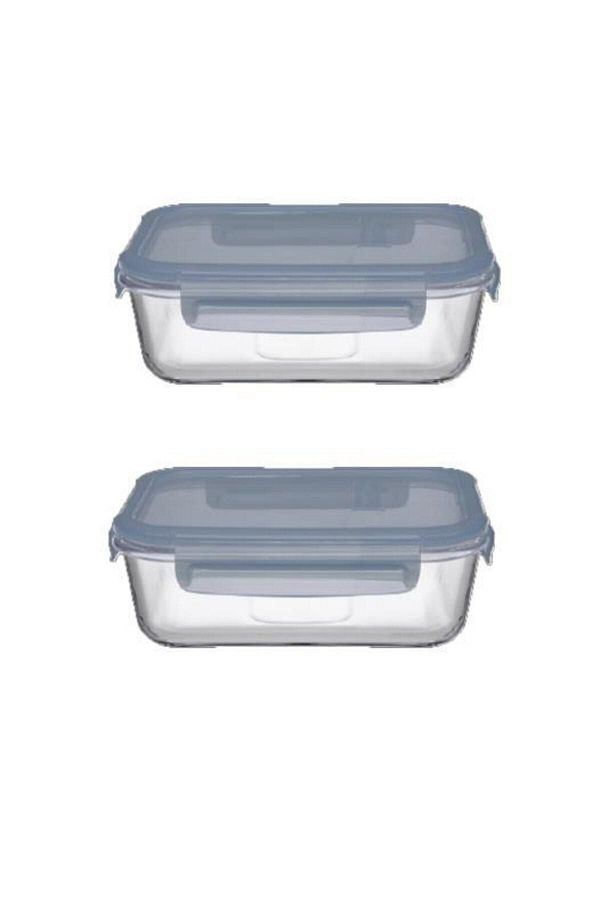 Paşabahçe-Lockable Glass Storage Container Leak Proof Set of 2 Rectangular 640 Cc 1